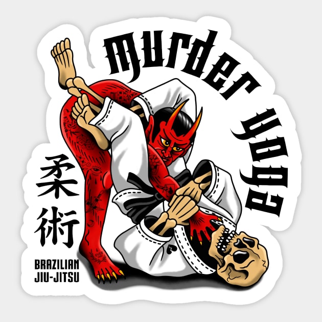 Murder yoga on white Sticker by Slowcat13